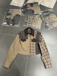 翻领不规则格子小众设计感长袖 欧洲站2026夏季 新款 欧货时尚 衬衫