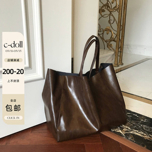 bag购物袋 欧美风休闲包包 tote shopping cabas 琥珀棕 宽横版