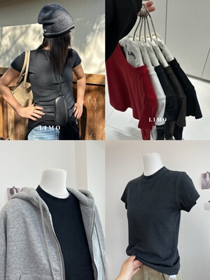 LIMO 升级版！秋冬磨毛高质感舒适修身显瘦小中领短袖T恤内搭