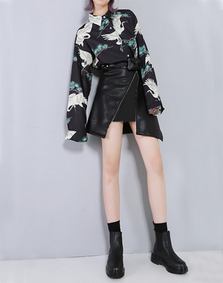 LostBlue 复古中国风仙鹤印花衬衫女长袖宽松原宿polo纽扣上衣潮在类目 女装/女士精品, 衬衫中 - 来自Buy2taobao.com提供专业的淘宝代购服务