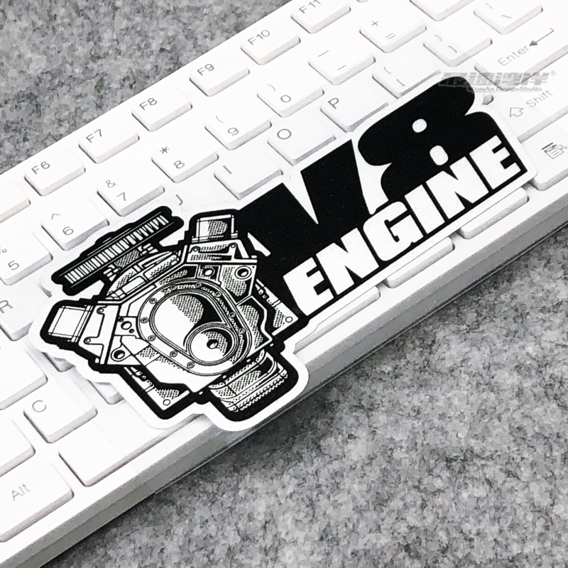 最速湾岸车贴汽车改装贴纸装饰贴纸V8 ENGINE八缸发动机标志车贴