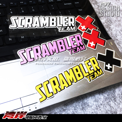 最速湾岸 机车贴纸 复古攀爬机车贴纸SCRAMBLE 十字标车贴