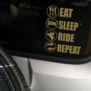 骑车RIDE 最速湾岸 睡觉SLEEP 吃饭EAT 重复REPEAT 车迷骑行车贴