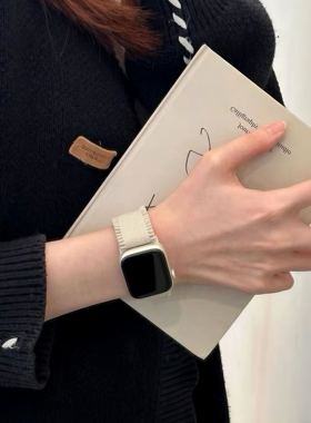 创意花边弹力编织表带适用苹果AppleWatch10手表带尼龙iwatch9876
