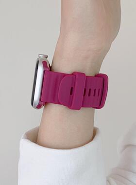 适用苹果手表s9表带高级感新款显白硅胶iwatchse876ultra百叶小众