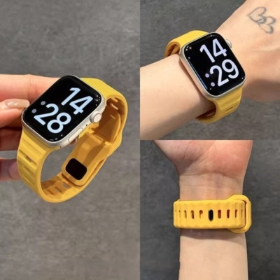 新款高级感黄色硅胶iwatch手表带