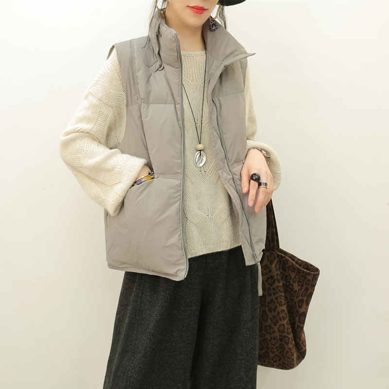 羽绒马甲马夹白鸭绒立领拉链