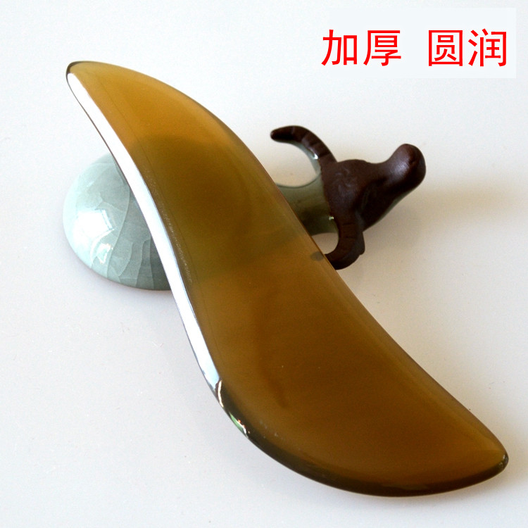 白牦牛角刮痧板面部拨筋美容片尖S脸部灌肤加厚款刮脸刀眼部s按摩