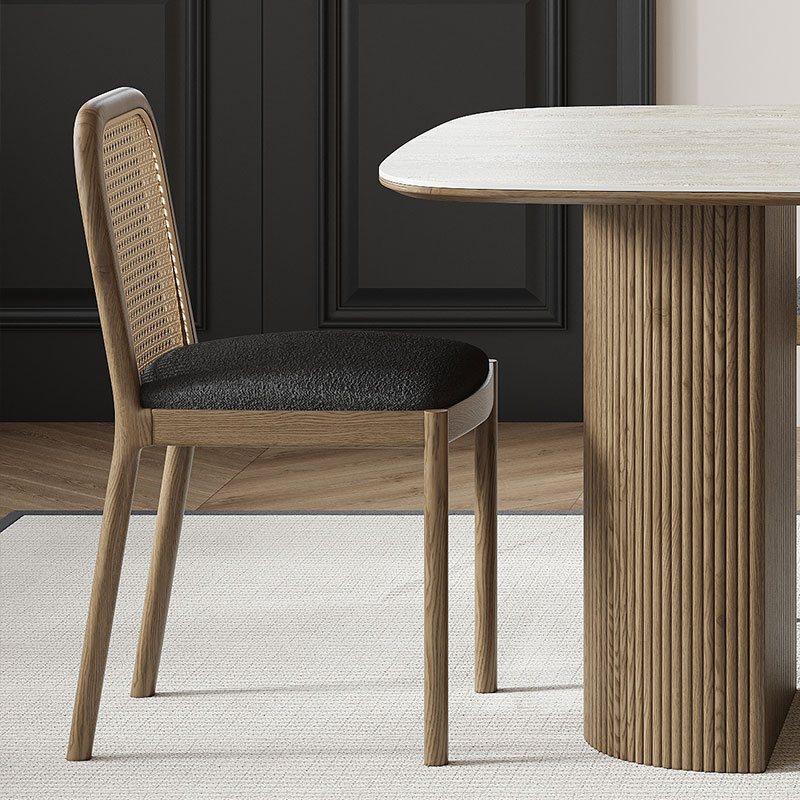 侘寂风实木简约绒布白蜡木