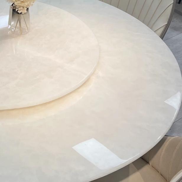 天然水晶白玉长方形轻奢餐桌