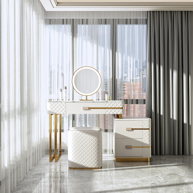 轻奢风全实木高级感多功能梳妆台