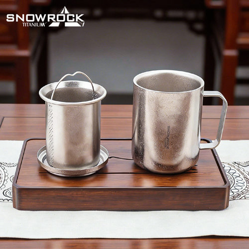 【厂家直发】纯钛茶杯套装防烫双层马克杯过滤便携泡茶杯钛杯茶具