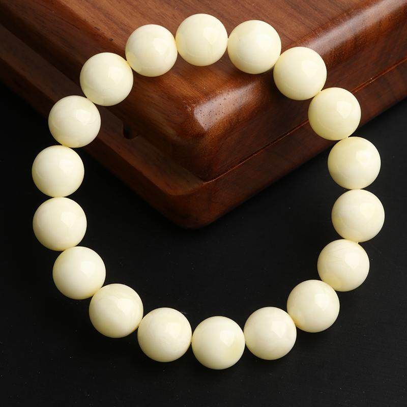 欧说珠宝十一年老店满蜡骨瓷白天然白蜜圆珠蜜蜡手串送男女士礼物