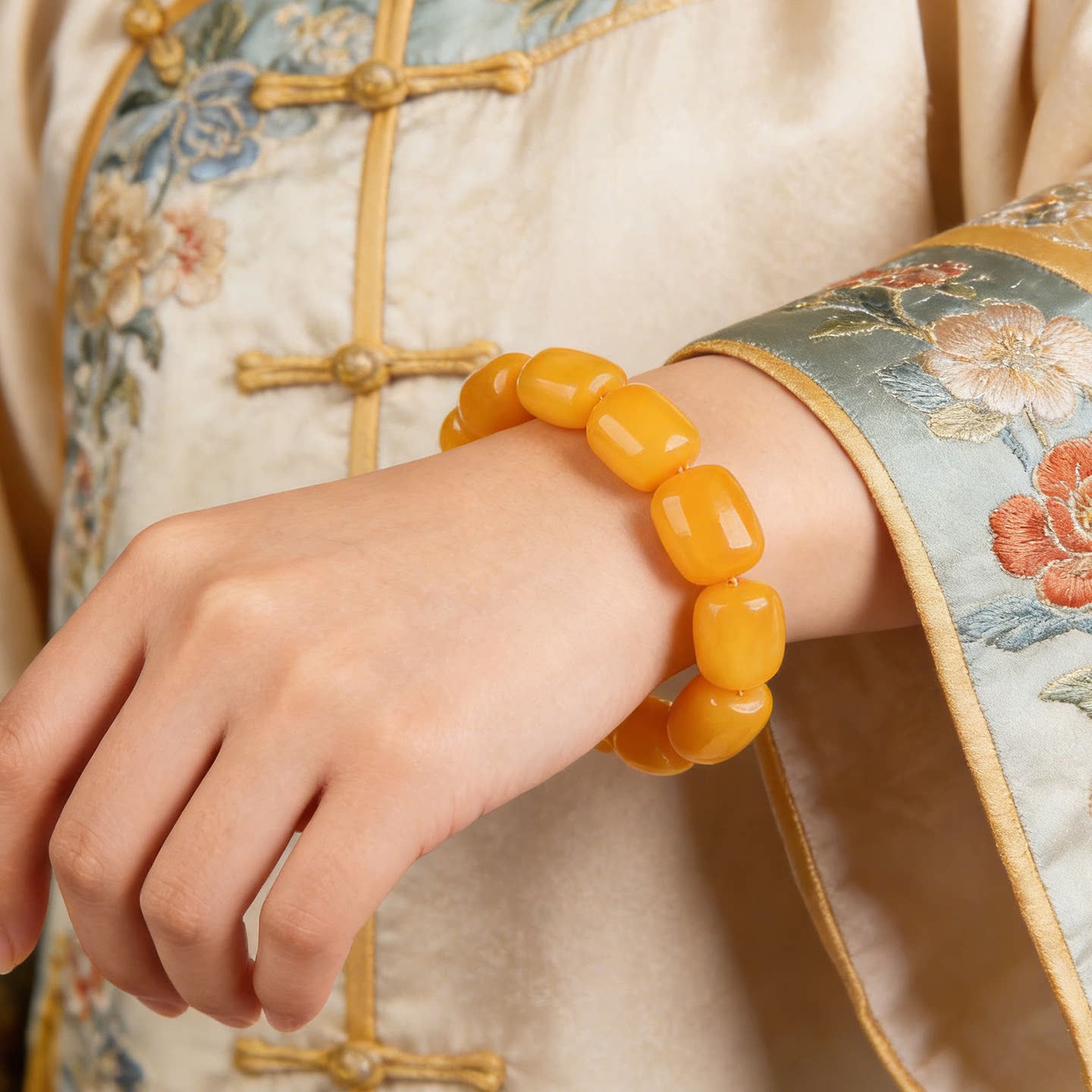 欧说珠宝鸡油黄满蜜天然蜜蜡琥珀随行手串手链男女款原石正品