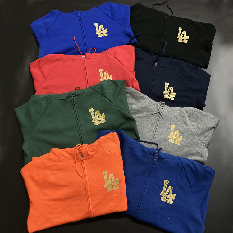 STYLE 1 US SINGLES BASEBALL LEAGUE DODGER ZIPPER SPORTS SWEATSHIRT MENS AND WOMENS RUNNING FITNESS LARGE SIZE LOOSE HOODED COAT