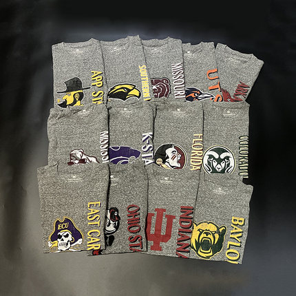 薄款NCAA 做旧印花 男圆领热身篮球长袖 健身跑步运动t恤投篮服