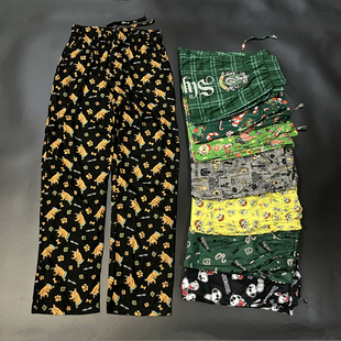 外贸出口美单加肥大码法兰绒薄卡通睡裤休闲运动家居裤长裤散步裤