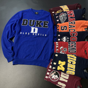 大刺绣NCAA圆领篮球运动卫衣 男女街舞宽松休闲上衣oversize风