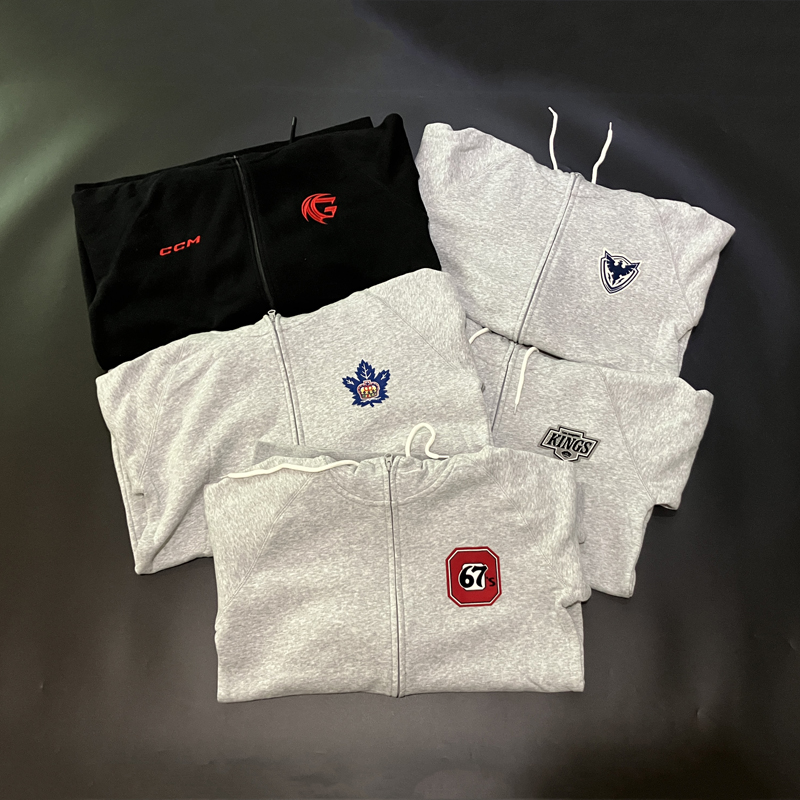 外贸冰球联盟拉链运动卫衣帽衫