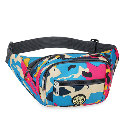 新款手机包旅行休闲轻便胸包时尚印花腰包小包包女多层牛津布女包