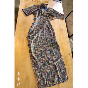 旧事经典旗袍/缕缕甜/一片式无省修身连肩三分袖天丝绵绸夏款日常