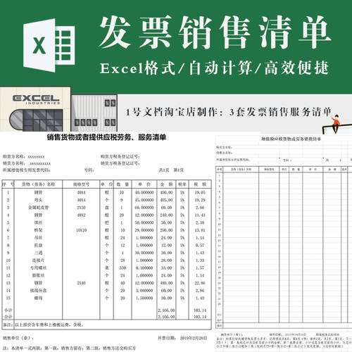 商品或劳务销售清单3套（增值税发票标准模板）