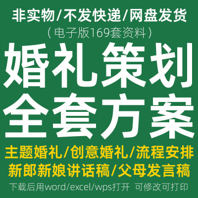 浪漫中式农村主题创意婚礼仪式当天流程表格筹备策划方案发言讲话