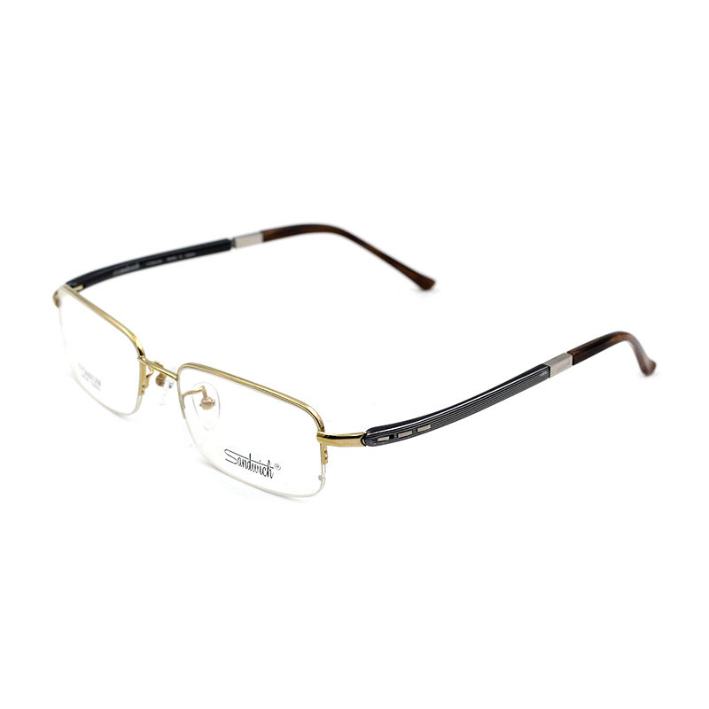 sandwich三文治男女时尚近视眼镜架纯钛超轻半框商务镜框配镜S869