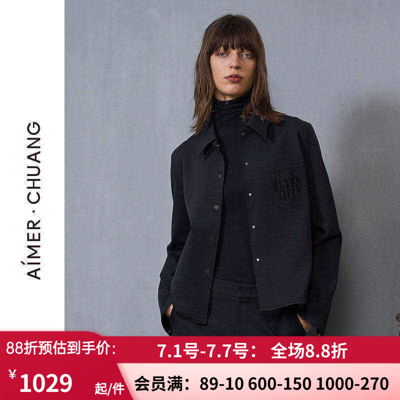 爱慕·CHUANG和光秋冬女士含羊毛翻领短款外套上衣CA811493