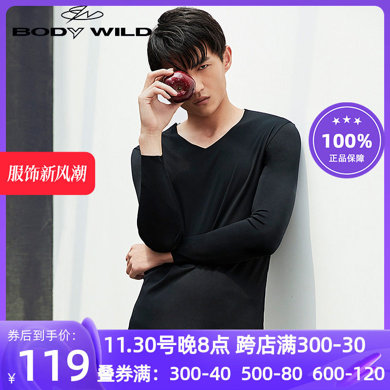 AIMERS BODIWEIDE 가을 겨울 모달 브이넥 긴팔 바닥 편안하고 따뜻한 상의 ZBN72NR1