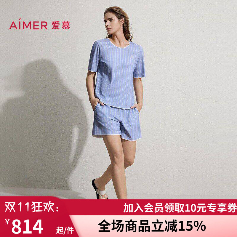 外穿圆领短袖短裤家居套装