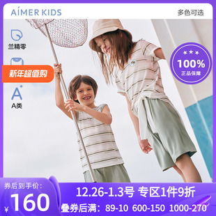 AK243E481 AIMER 套装 上衣背心五分裤 AK243E482 Kids男女孩夏短袖