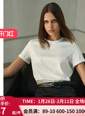 爱慕·CHUANG 女士春夏不染纯棉双面布圆领短袖T恤CA721241