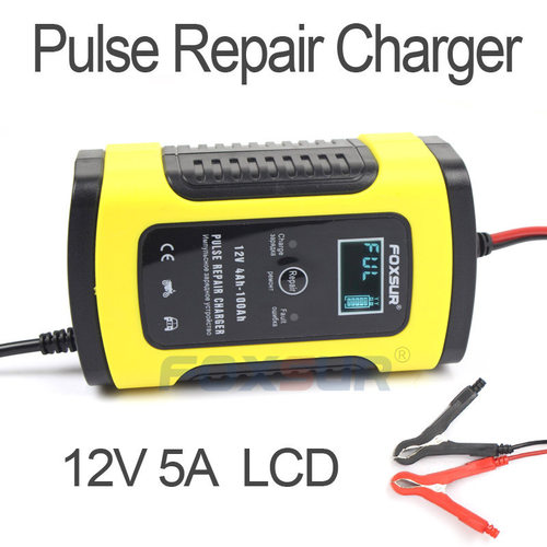 12V 5A Motorcycle Car Pulse Repair Charger with LCD Display