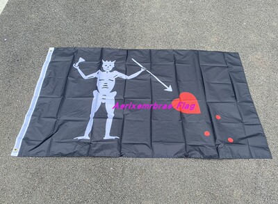 亚马逊速卖通热卖4号涤纶布90x150CM扎心骷髅头旗帜 Pirate Flag
