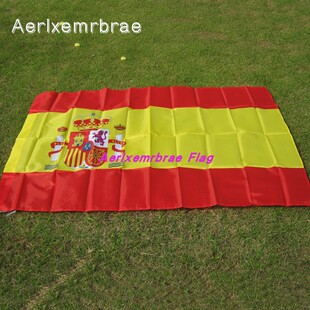西班牙国旗带国徽旗帜90x150CM Spanish National Flag