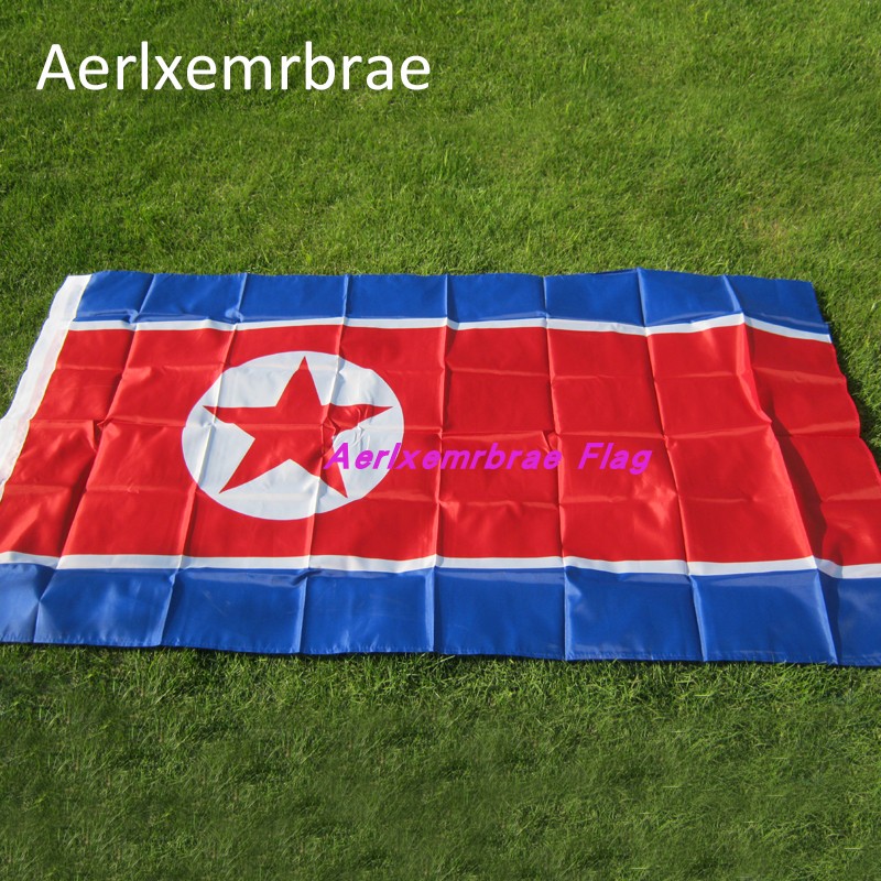 4号涤纶朝鲜国旗90x150厘米春亚纺世界各国国旗