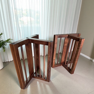 北美黑胡桃木实木餐桌脚架T型三角桌腿现代简约原木大板支撑桌脚