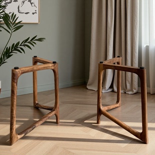 南美雨木桌腿实木蝴蝶造型艺术设计实木大板支架餐桌茶几脚架原木