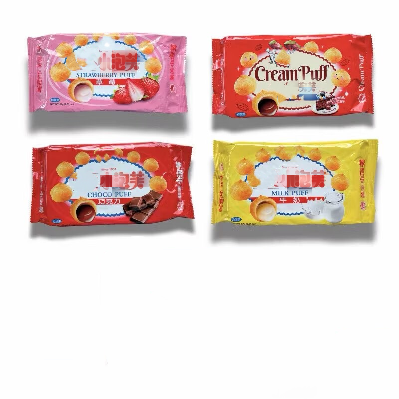 台湾人气 小泡芙零食草莓咖啡巧克力牛奶口味2包