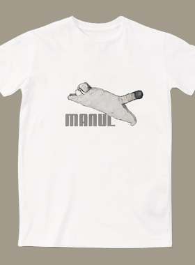 MANUL飞越!兔狲 一杠原创M1插画周边文化衫搞怪情侣男女短袖t恤