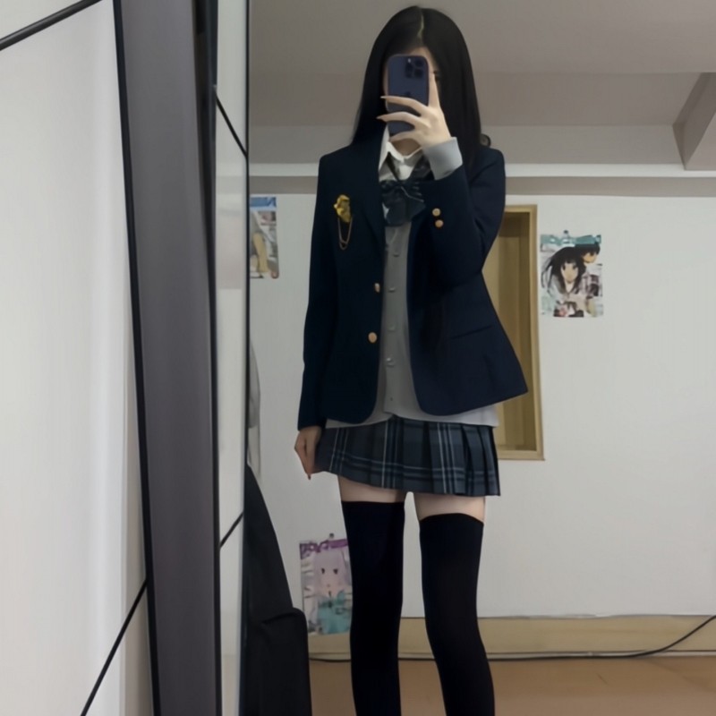 川岛田家2026年秋季新款西装外套女jk格裙制服西服套装校供校服小