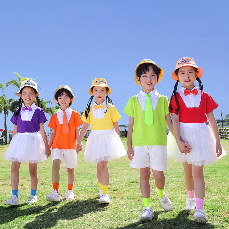 小学生班服表演出服大合唱诗歌朗诵幼儿园六一儿童节舞蹈多巴胺裙