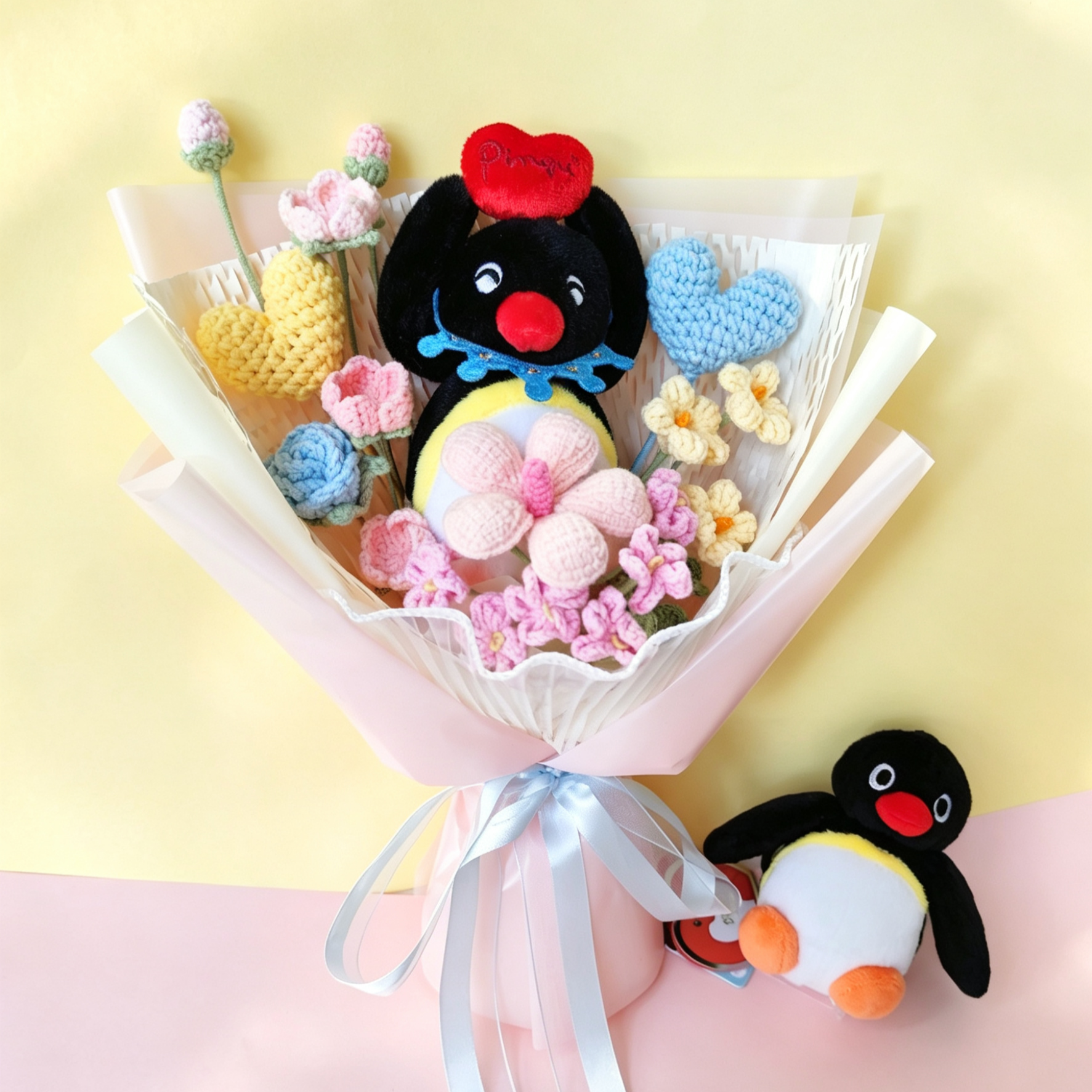 正版pingu企鹅玩偶花束成品可爱送女生女孩七夕毕业节日生日礼物