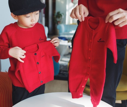 LUSON媽 親子裝毛衣春秋一家三口家庭裝四口全家裝母子裝過年裝