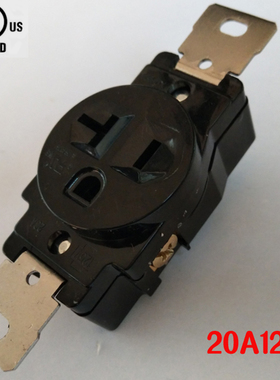 20A小美式电源插座黑色1位单联美标插座芯UL认证美规墙上插座面板