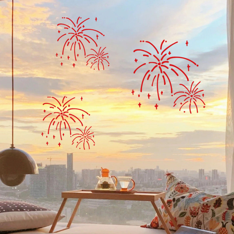 2026新年烟花春节玻璃贴纸