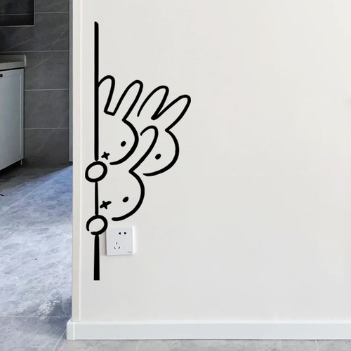 三只米菲兔有趣墙面装饰贴纸