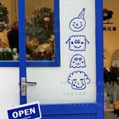 家居装 奶茶店橱窗镜子墙贴 饰贴 服装 许北生可爱小丑玻璃门贴纸
