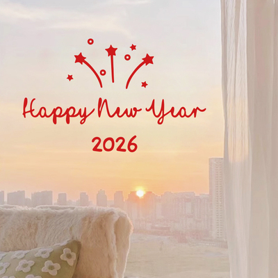 马年烟花2026新年快乐贴纸 阳台家用橱窗玻璃门窗户防撞装饰窗花